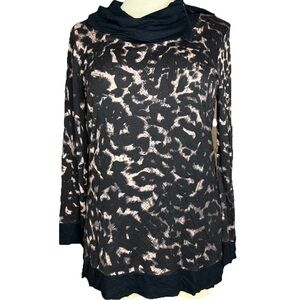 Soma Printed Zipper Cowl Neck Tunic Sweater